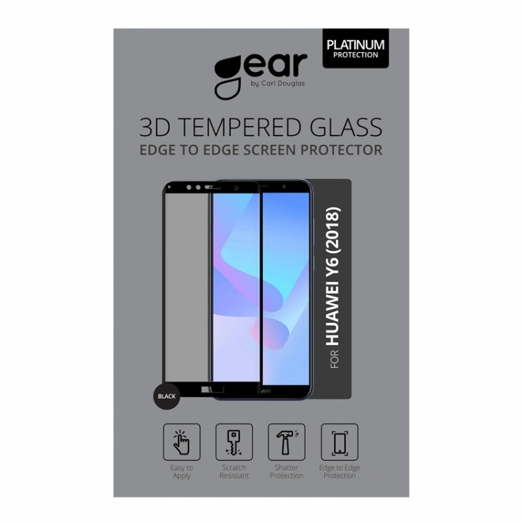 Gear Härdat Glas 3D Full Cover Svart Huawei Y6 Prime 2018 Gear Härdat Glas 3D Full Cover Svart Huawei Y6 Prime 2018