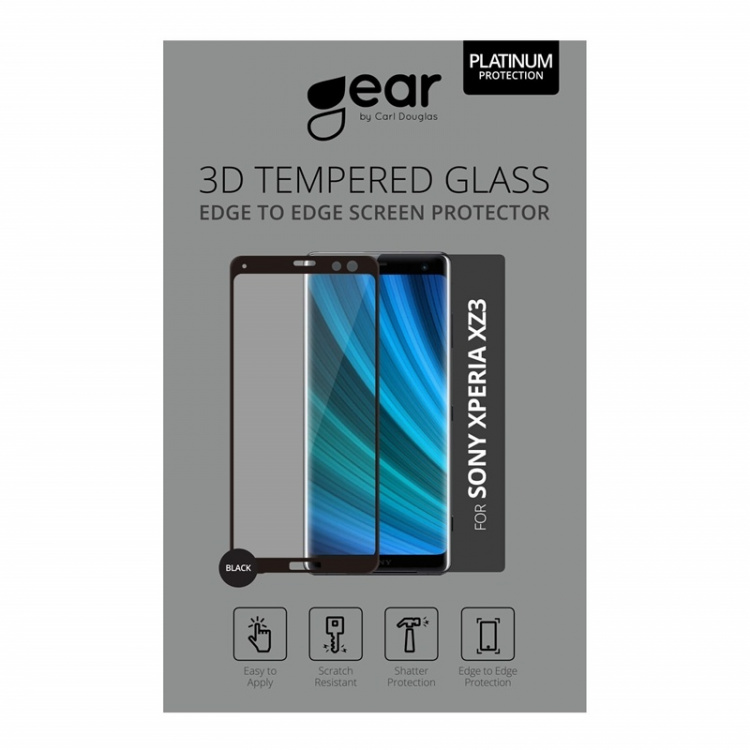 Gear Härdat Glas 3D Full Cover Svart Sony Xperia XZ3