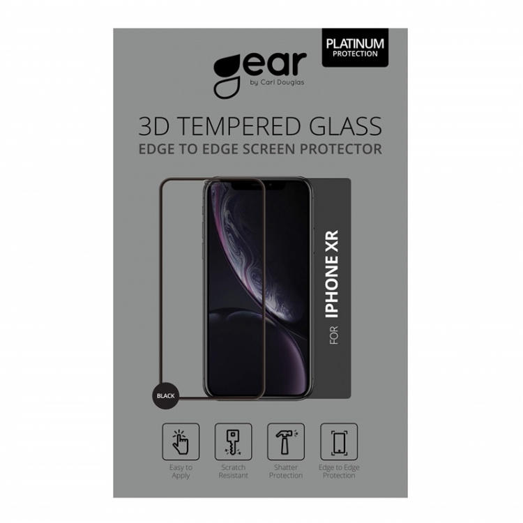 Gear Skärmskydd 3D Platinum Kurvat Glas Svart Ram - iPhone XR / 11 Gear Skärmskydd 3D Platinum Kurvat Glas Svart Ram - iPhone XR / 11