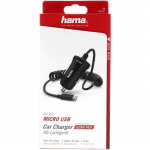 Hama Laddare 12V Microusb 2,4A Fast Kabel Svart