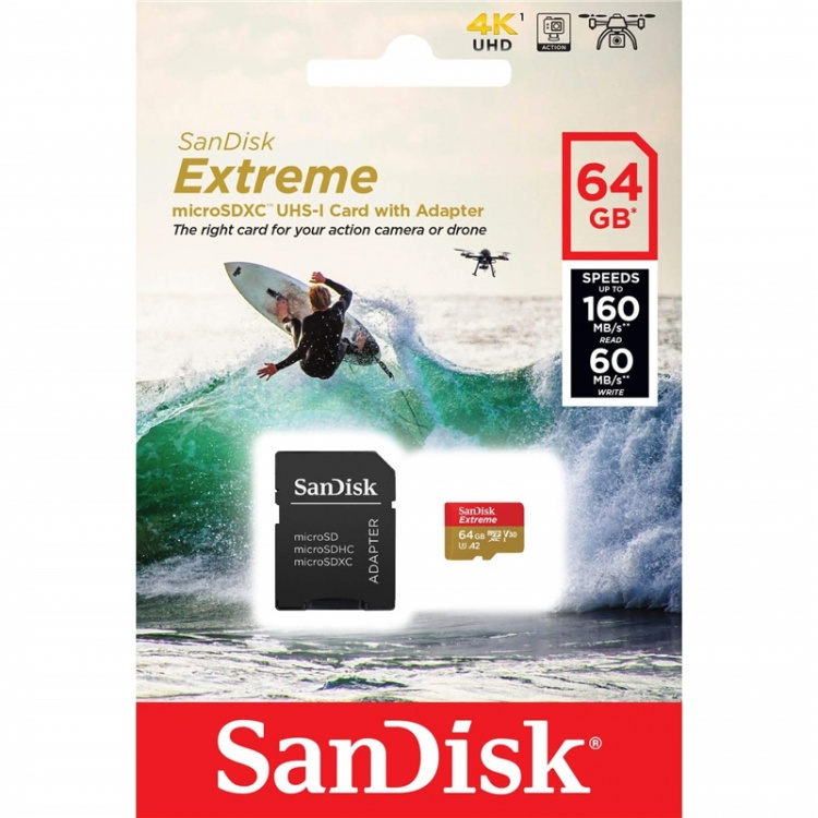 Sandisk Microsdxc Extreme 64Gb 160Mb/S A2 C10 V30 Uhs-I U3 Sandisk Microsdxc Extreme 64Gb 160Mb/S A2 C10 V30 Uhs-I U3