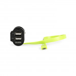 Sweex Billaddare 3-Utgångar 6 A 2 x USB / Micro USB Svart/Grön