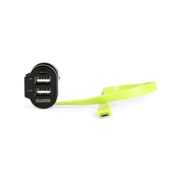 Sweex Billaddare 3-Utgångar 6 A 2 x USB / Micro USB Svart/Grön