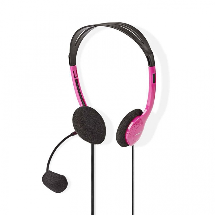 Nedis PC headset | On-Ear | Stereo | 2x 3.5 mm | Vikbara Mikrofon | Rosa Nedis PC headset | On-Ear | Stereo | 2x 3.5 mm | Vikbara Mikrofon | Rosa