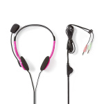 Nedis PC headset | On-Ear | Stereo | 2x 3.5 mm | Vikbara Mikrofon | Rosa Nedis PC headset | On-Ear | Stereo | 2x 3.5 mm | Vikbara Mikrofon | Rosa