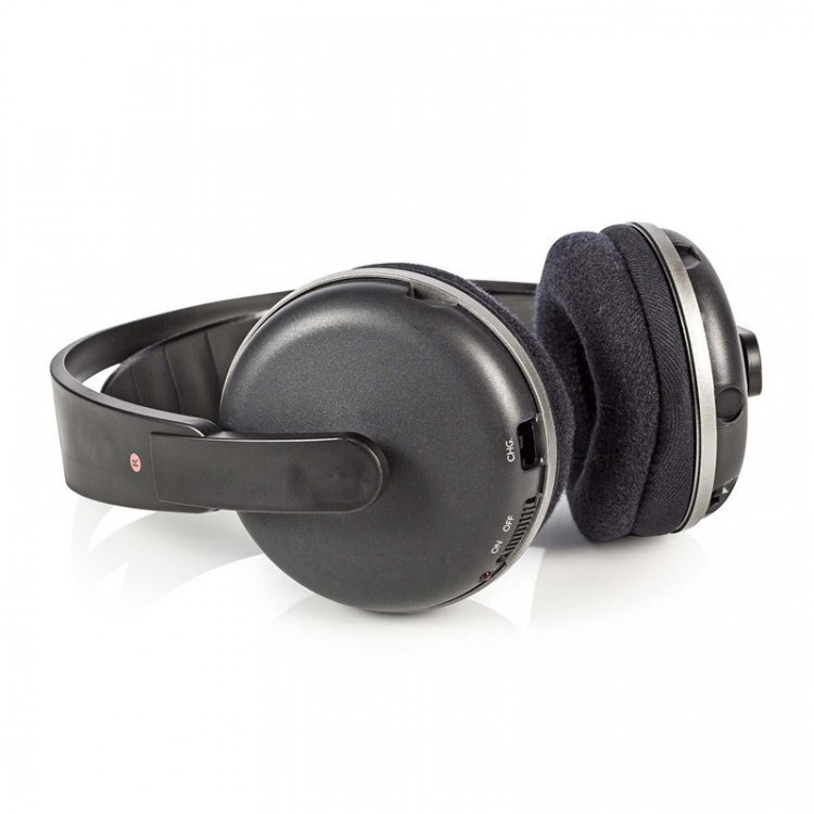 Nedis Trådlösa TV-hörlurar | RF, frequency 868 Mhz | Over-Ear | Maximal batteritid: 11 timmar | 100 m | Digitalt ljud | Batteri docka | Silver / Svart Nedis Trådlösa TV-hörlurar | RF, frequency 868 Mhz | Over-Ear | Maximal batteritid: 11 timmar | 100 m | Digitalt ljud | Batteri docka | Silver / Svart