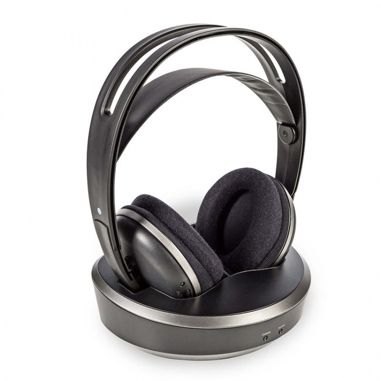 Nedis Trådlösa TV-hörlurar | RF, frequency 868 Mhz | Over-Ear | Maximal batteritid: 11 timmar | 100 m | Digitalt ljud | Batteri docka | Silver / Svart Nedis Trådlösa TV-hörlurar | RF, frequency 868 Mhz | Over-Ear | Maximal batteritid: 11 timmar | 100 m | Digitalt ljud | Batteri docka | Silver / Svart