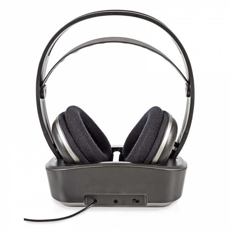 Nedis Trådlösa TV-hörlurar | RF, frequency 868 Mhz | Over-Ear | Maximal batteritid: 11 timmar | 100 m | Digitalt ljud | Batteri docka | Silver / Svart Nedis Trådlösa TV-hörlurar | RF, frequency 868 Mhz | Over-Ear | Maximal batteritid: 11 timmar | 100 m | Digitalt ljud | Batteri docka | Silver / Svart
