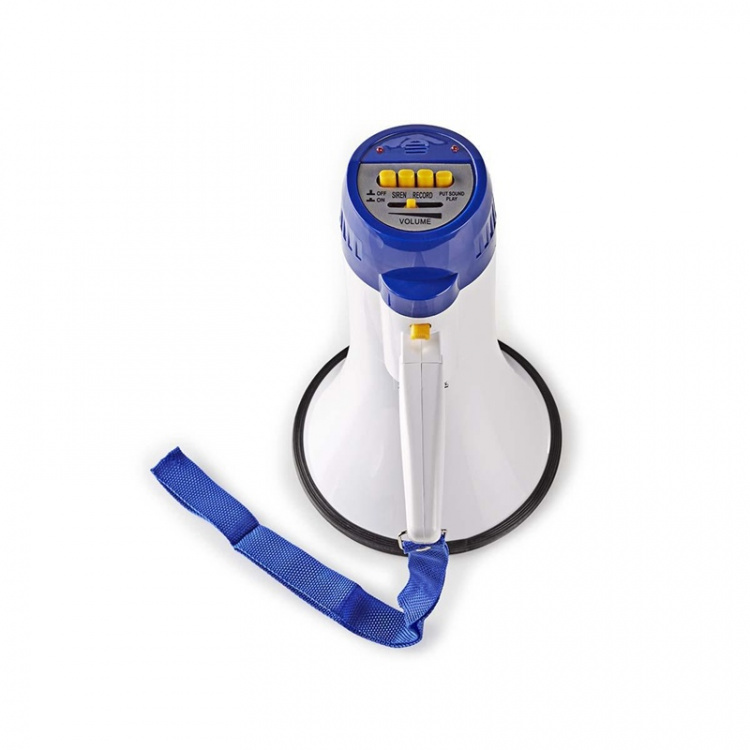 Nedis Megafon | Maximal räckvidd: 250 m | Maximal volymkontroll: 115 dB | Inbyggd mikrofon | Inbygd siren | Inspelningsfunktion | Blå / Vit Nedis Megafon | Maximal räckvidd: 250 m | Maximal volymkontroll: 115 dB | Inbyggd mikrofon | Inbygd siren | Inspelningsfunktion | Blå / Vit