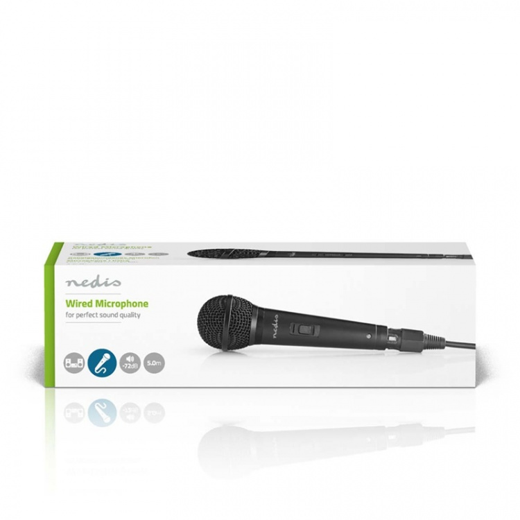 Nedis Mikrofon | Kardioid | Avtagbar kabel | 5.00 m | 80 Hz - 13 kHz | 600 Ohm | -72 dB | På / av-knapp | Resväska ingår | ABS / Aluminium | Svart