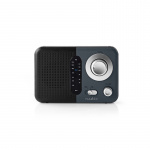 Nedis FM-radio | Portabel design | FM | Batteridriven / Strömadapter | Analog | 2.4 W | Svart Vit Skärm | Hörlursuttag | IP20 | Handtag | Grå / Svart