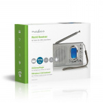 Nedis Världs radio | Portabel design | AM / FM / SW | Batteridriven / Strömadapter | Digital | 1.5 W | Hörlursuttag | Väckarklocka | Sov timer | Grå