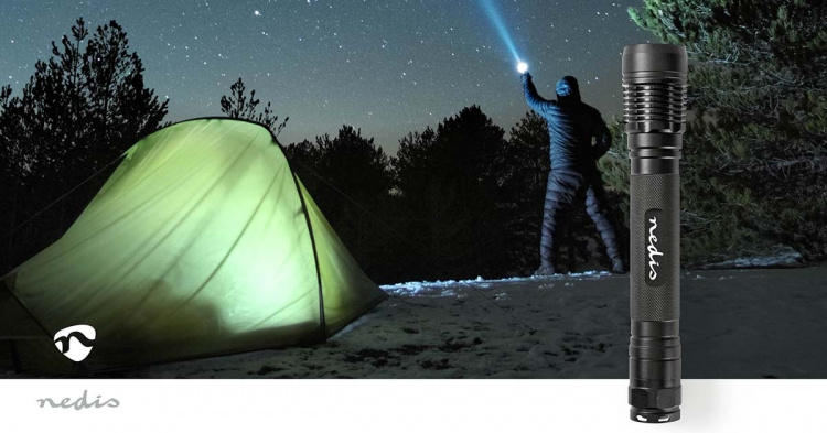 Nedis LED ficklampa | Batteridriven | 4.5 V DC | 10 W | 3x C/LR14 | Angivet ljusflöde: 500 lm | Belysningsräckvidd: 250 m | Strålvinkel: 9.5 °