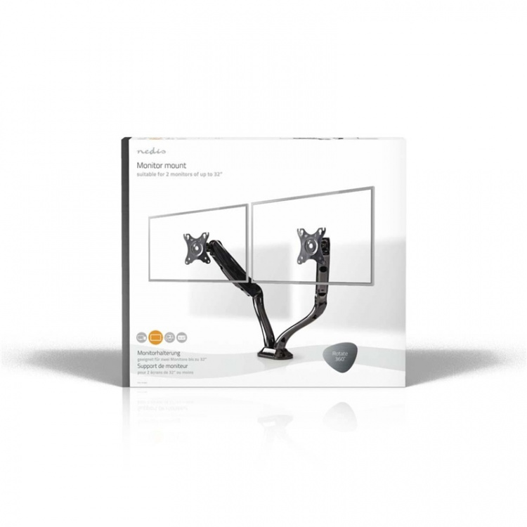 Skärmfäste för skrivbord | Arm för dubbla skärmar | Fullständigt justerbar | 10-