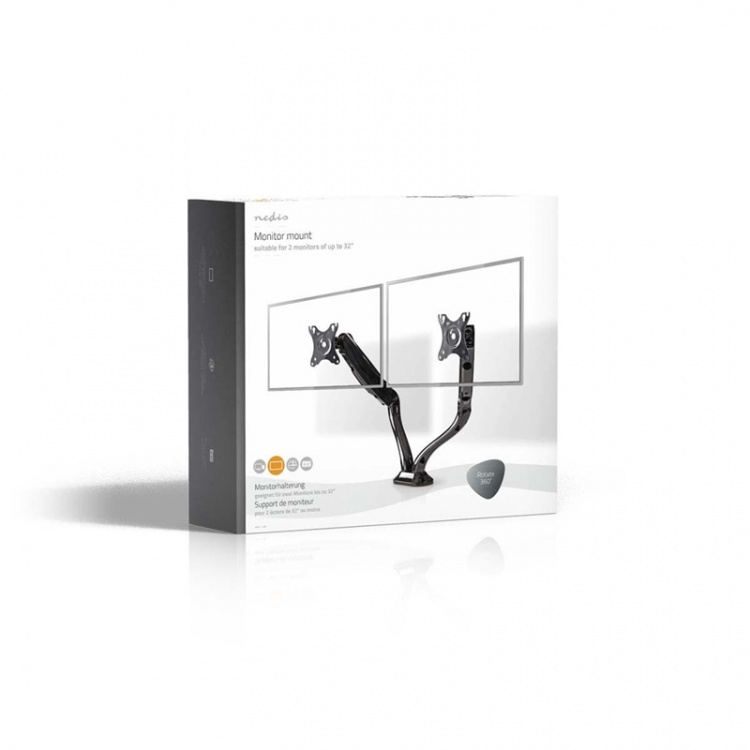 Skärmfäste för skrivbord | Arm för dubbla skärmar | Fullständigt justerbar | 10-