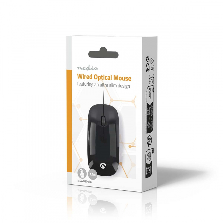 Nedis Mus | Trådbundet | 1000 dpi | Antal knappar: 3 | Höger- och vänsterhänt Nedis Mus | Trådbundet | 1000 dpi | Antal knappar: 3 | Höger- och vänsterhänt