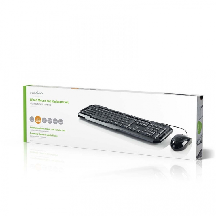 Nedis Mus och tangentbord | Trådbundet | Mus- och tangentbordanslutning: USB | 800 dpi | US International | US Layout Nedis Mus och tangentbord | Trådbundet | Mus- och tangentbordanslutning: USB | 800 dpi | US International | US Layout