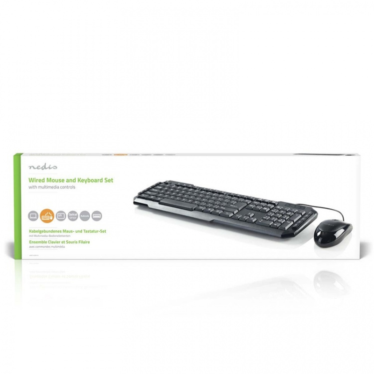 Nedis Mus och tangentbord | Trådbundet | Mus- och tangentbordanslutning: USB | 800 dpi | US International | US Layout Nedis Mus och tangentbord | Trådbundet | Mus- och tangentbordanslutning: USB | 800 dpi | US International | US Layout