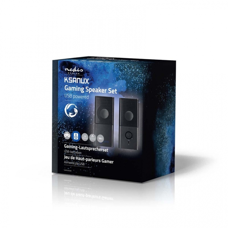 Nedis Gaming högtalare | Högtalarkanaler: 2.0 | USB ström | 3.5 mm Hane | 18 W | Utan Belysning | Volymkontroll | Audio / video / dataanslutningar utgång: 1x 3.5 mm Audio Out