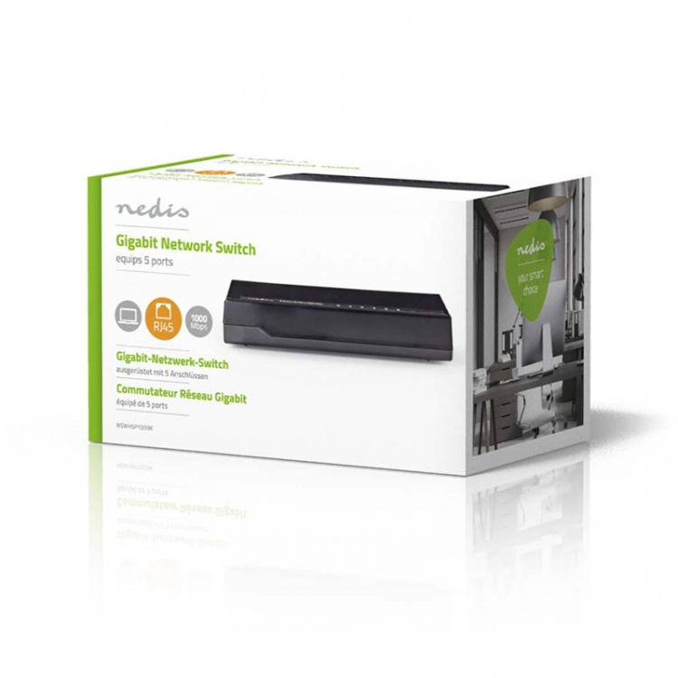 Nätverksswitch | 5 portar | 1 Gbit/s | LED-indikeringslampor