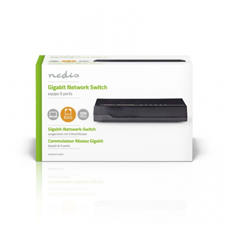 Nätverksswitch | 5 portar | 1 Gbit/s | LED-indikeringslampor