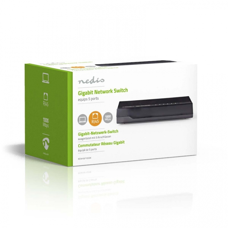 Nätverksswitch | 5 portar | 1 Gbit/s | LED-indikeringslampor