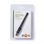 Nedis Nätverks dongle | Wi-Fi | AC600 | 2.4/5 GHz (Dual Band) | USB2.0 | Wi-Fi hastighet total: 600 Mbps | Windows 10 / Windows 7 / Windows 8
