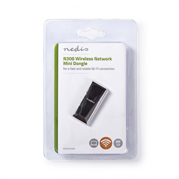 Trådlös USB-Adapter N300 2.4 GHz Wi-Fi Svart