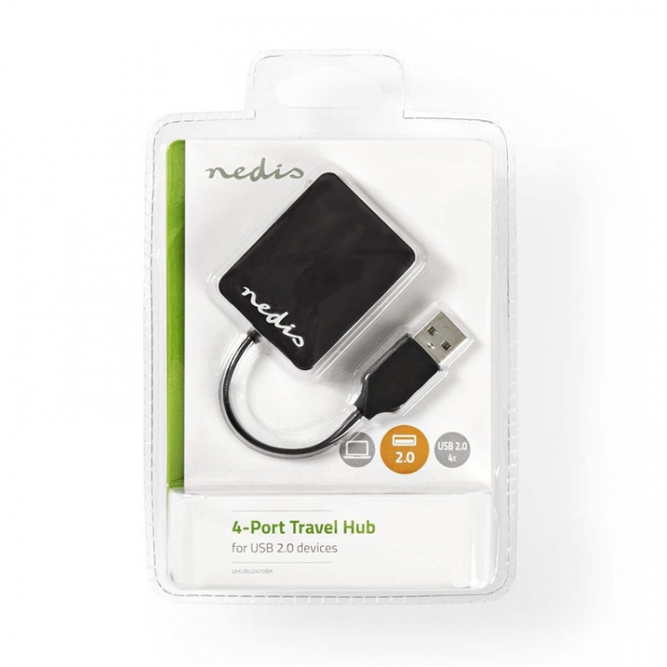 Nedis USB-hubb | USB A-Hane | 4x USB A Female | 4-Port port(s) | USB 2.0 | USB ström