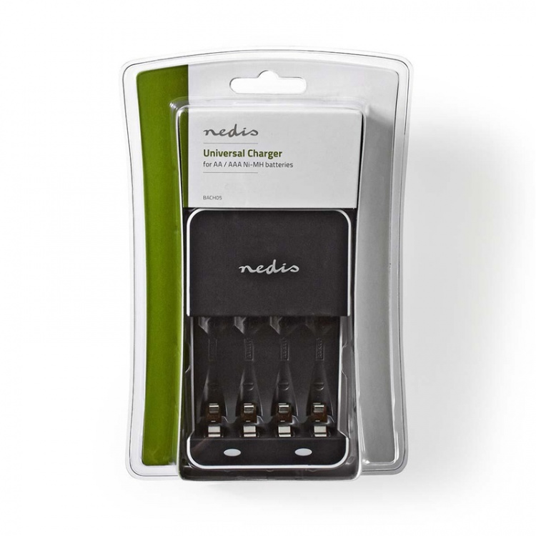 Nedis NiMH Batteriladdare AA / AAA | 1.2 V DC | Underhållsladdning | Euro / Typ C (CEE 7/16) | Batteritypsenergi: AA / AAA | Svart / Vit Nedis NiMH Batteriladdare AA / AAA | 1.2 V DC | Underhållsladdning | Euro / Typ C (CEE 7/16) | Batteritypsenergi: AA / AAA | Svart / Vit