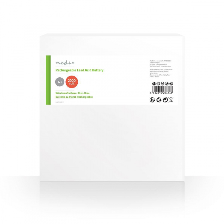 Nedis Uppladdningsbart blybatteri | Bly-syra | Uppladdningsbara | 12 V | 2000 mAh