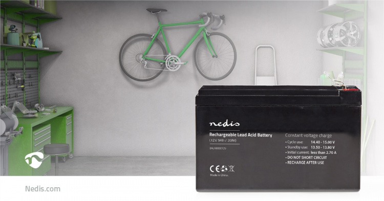 Nedis Uppladdningsbart blybatteri | Bly-syra | Uppladdningsbara | 12 V | 9000 mAh Nedis Uppladdningsbart blybatteri | Bly-syra | Uppladdningsbara | 12 V | 9000 mAh