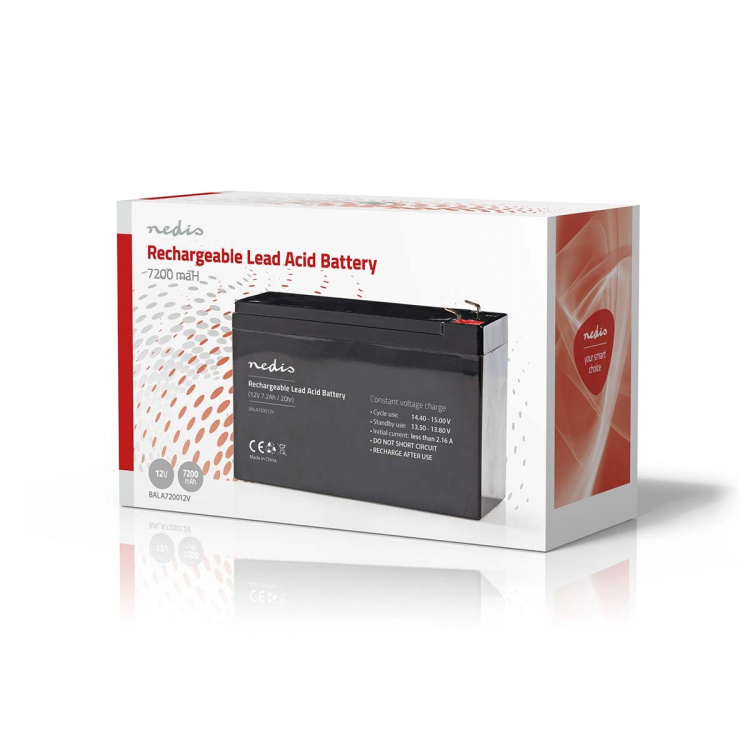 Nedis Uppladdningsbart blybatteri | Bly-syra | Uppladdningsbara | 12 V | 7200 mAh