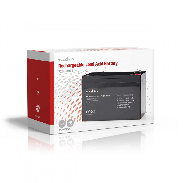 Nedis Uppladdningsbart blybatteri | Bly-syra | Uppladdningsbara | 12 V | 7200 mAh