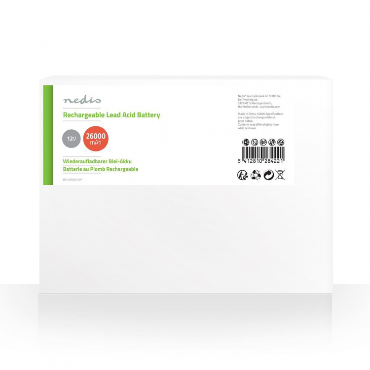 Nedis Uppladdningsbart blybatteri | Bly-syra | Uppladdningsbara | 12 V | 26000 mAh