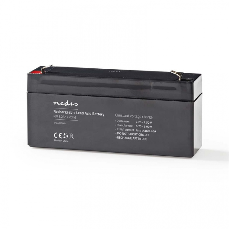 Nedis Uppladdningsbart blybatteri | Bly-syra | Uppladdningsbara | 6 V | 3200 mAh