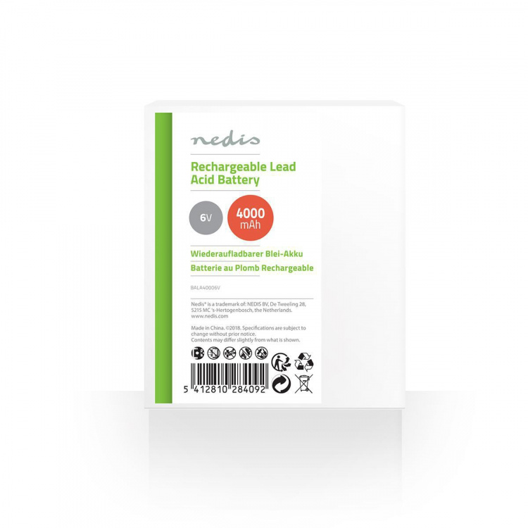 Nedis Uppladdningsbart blybatteri | Bly-syra | Uppladdningsbara | 6 V | 4000 mAh