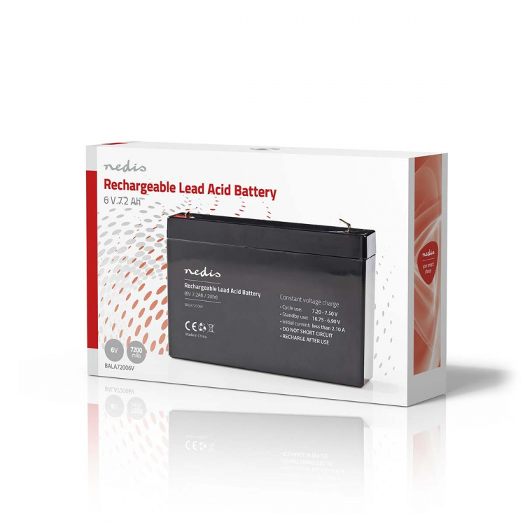 Nedis Uppladdningsbart blybatteri | Bly-syra | Uppladdningsbara | 6 V | 7200 mAh