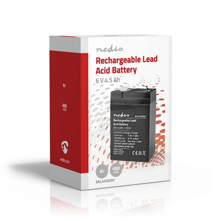 Nedis Uppladdningsbart blybatteri | Bly-syra | Uppladdningsbara | 6 V | 4500 mAh Nedis Uppladdningsbart blybatteri | Bly-syra | Uppladdningsbara | 6 V | 4500 mAh