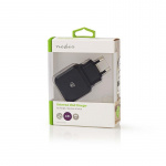 Nedis Väggladdare | 24 W | Snabbladdnings funktion | 2x 2.4 A A | Antal utgångar: 2 | 2x USB-A | Utan kabel | Single Voltage Output | Svart