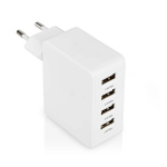 Nedis Väggladdare | 24 W | Snabbladdnings funktion | 4x 2.4 A | Antal utgångar: 4 | 4x USB-A | Utan kabel | Single Voltage Output | Vit