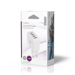 Nedis Väggladdare | 24 W | Snabbladdnings funktion | 4x 2.4 A | Antal utgångar: 4 | 4x USB-A | Utan kabel | Single Voltage Output | Vit