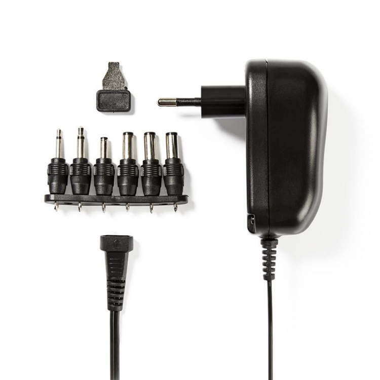 Nedis Universal nätadapter | 12 W | 3 - 12 V DC | 1.80 m | 2.0 A | 6 plug(s) | Svart