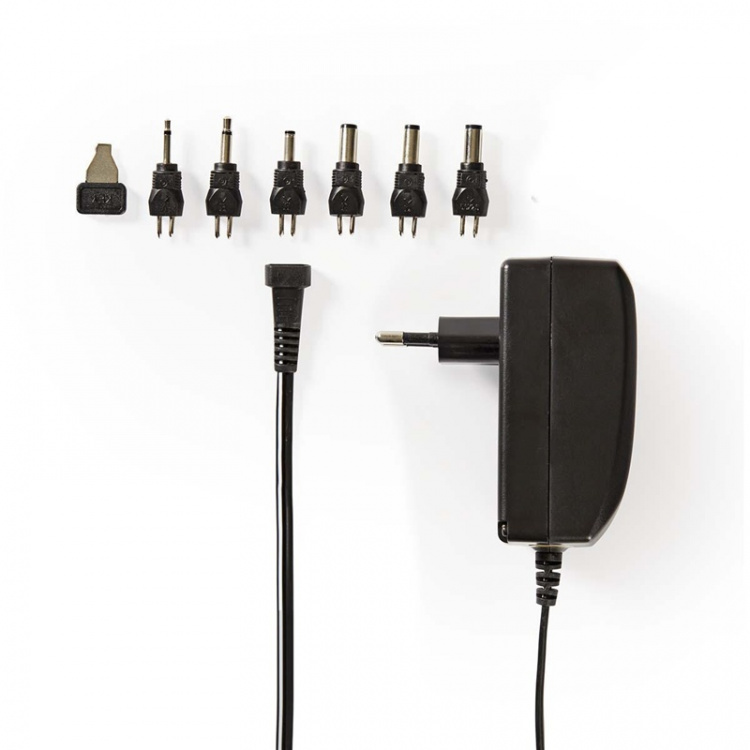 Nedis Universal nätadapter | 24 W | 9 - 24 V DC | 1.80 m | 1.0 A - 1.5 A A | 6 plug(s) | Svart
