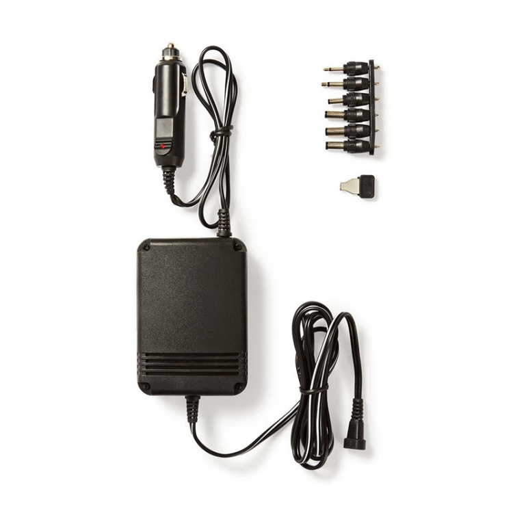 Nedis Universal DC Power Adapter | Biladapter | 24 W | Inspänning: 12 V DC / 24 V DC | 1.5 / 3 / 4.5 / 6 / 7.5 / 9 / 12 V DC | Maximal utgångsström per port: 2.0 A | Svart