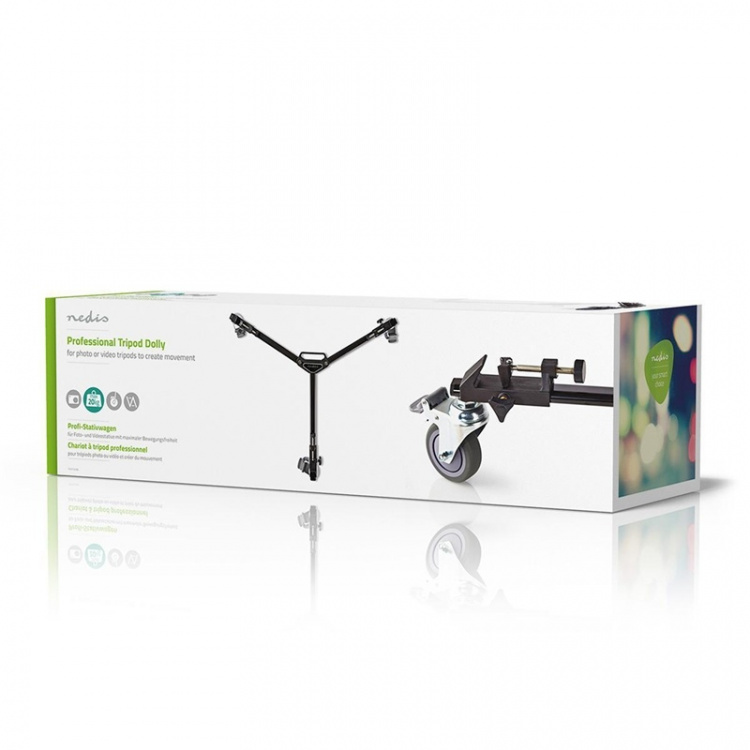 Nedis Tripod Dolly | Maximal lastkapacitet: 20.0 kg | Tripod diameter räckvidd: 29.0 mm | Resväska ingår | Benlås | Aluminium | Svart