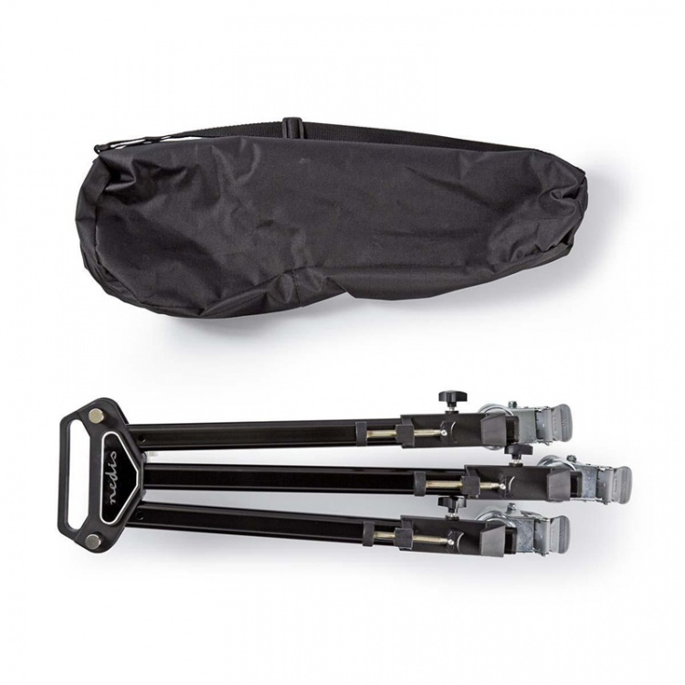 Nedis Tripod Dolly | Maximal lastkapacitet: 20.0 kg | Tripod diameter räckvidd: 29.0 mm | Resväska ingår | Benlås | Aluminium | Svart