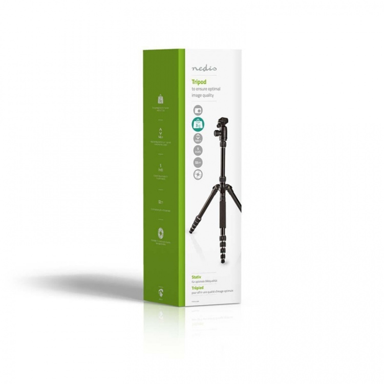 Nedis Stativ | Maximal lastkapacitet: 3.0 kg | Minsta arbetshöjd: 17.5 cm | Maximal arbetshöjd: 145.0 cm | 3 Segment | Bollhuvud | Resväska ingår | Vändbar mittsektion | ABS / Aluminium | Svart Nedis Stativ | Maximal lastkapacitet: 3.0 kg | Minsta arbetshöjd: 17.5 cm | Maximal arbetshöjd: 145.0 cm | 3 Segment | Bollhuvud | Resväska ingår | Vändbar mittsektion | ABS / Aluminium | Svart