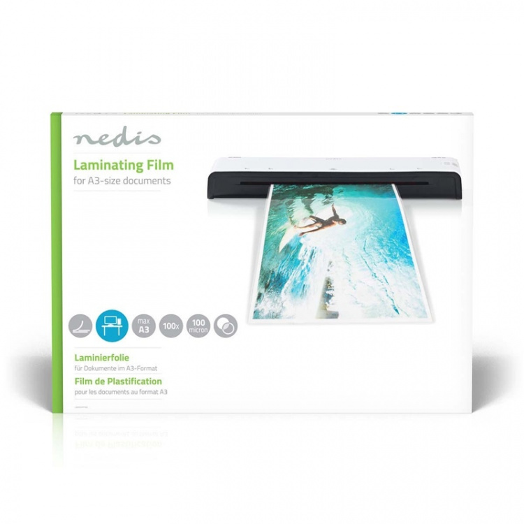 Nedis Lamineringsfilm | A3 | Tjocklek: 100 µm | Packad per: 100 st. | Plast | Transparent Nedis Lamineringsfilm | A3 | Tjocklek: 100 µm | Packad per: 100 st. | Plast | Transparent