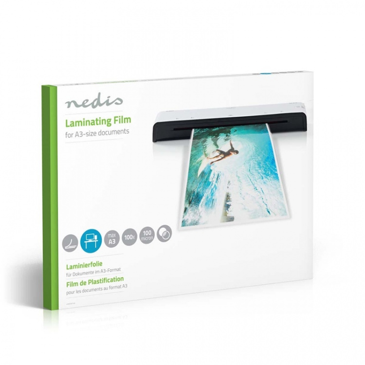 Nedis Lamineringsfilm | A3 | Tjocklek: 100 µm | Packad per: 100 st. | Plast | Transparent Nedis Lamineringsfilm | A3 | Tjocklek: 100 µm | Packad per: 100 st. | Plast | Transparent